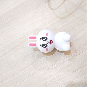 White rabbit with pink ears cute toy for babies